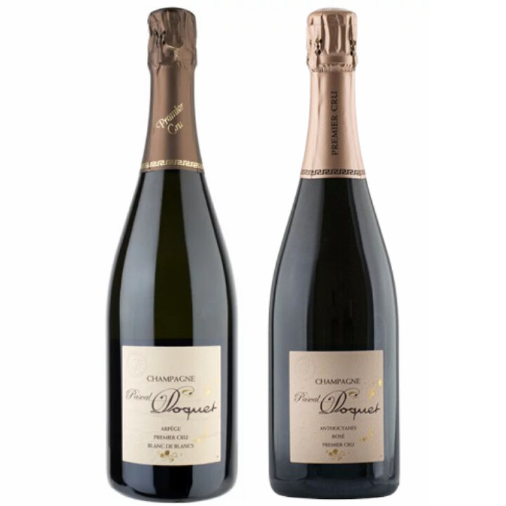 3つ星獲得のシャンパーニュの匠！パスカル・ドケ、ブラン・ド・ブラン＆ロゼ2本セット-Pascal Doquet Champagne 2-bottle Set