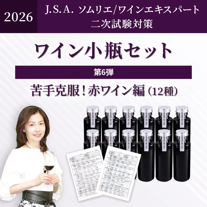 【現在、順次出荷可能です】2026年度 二次試験対策ワイン小瓶セット第6弾　苦手克服！赤ワイン編（赤12種）