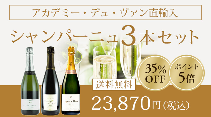 アカデミー・デュ・ヴァン直輸入シャンパーニュ3本セット送料無料17,600円（税込）[35%OFF][ポイント5倍]